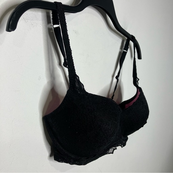 PINK Victoria’s Secret black lace padded bralette size small (D-DD cup) sexy - Picture 2 of 8
